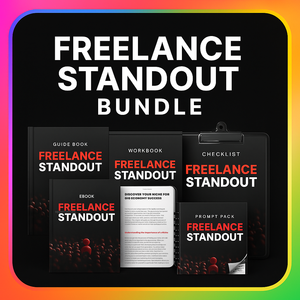 Freelance Standout Bundle – Ebook, Guide, Workbook, Checklist & AI Prompts for Personal Branding & Client Growth