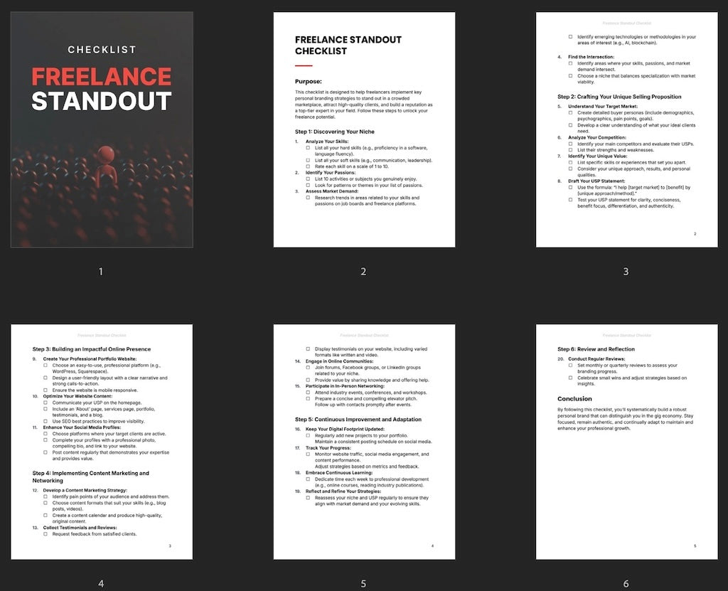 Freelance Standout Bundle – Ebook, Guide, Workbook, Checklist & AI Prompts for Personal Branding & Client Growth