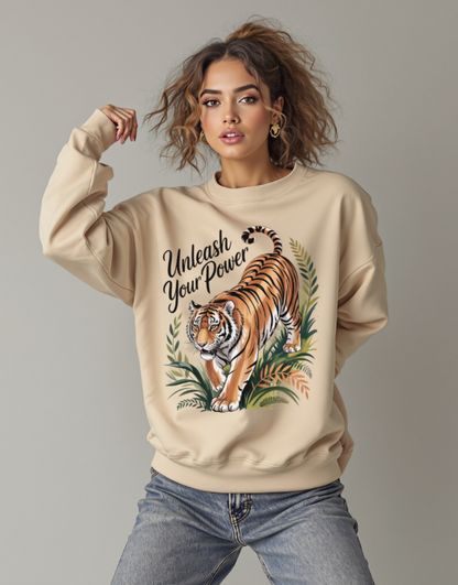 Tiger Sweatshirt - Motivational Jungle Animal Print Apparel for Strength & Confidence