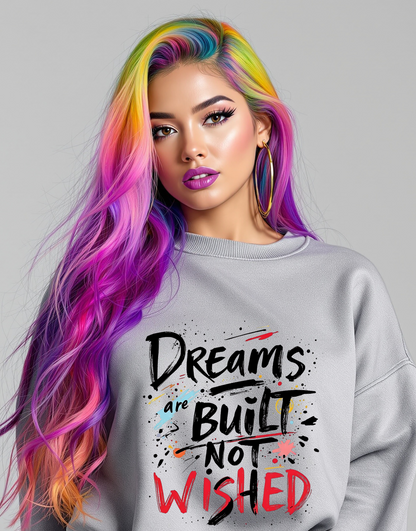 Bold Mindset Crewneck – Dreams Are Built Not Wished