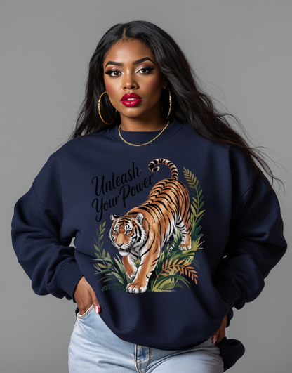 Tiger Sweatshirt - Motivational Jungle Animal Print Apparel for Strength & Confidence