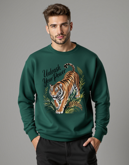 Tiger Sweatshirt - Motivational Jungle Animal Print Apparel for Strength & Confidence