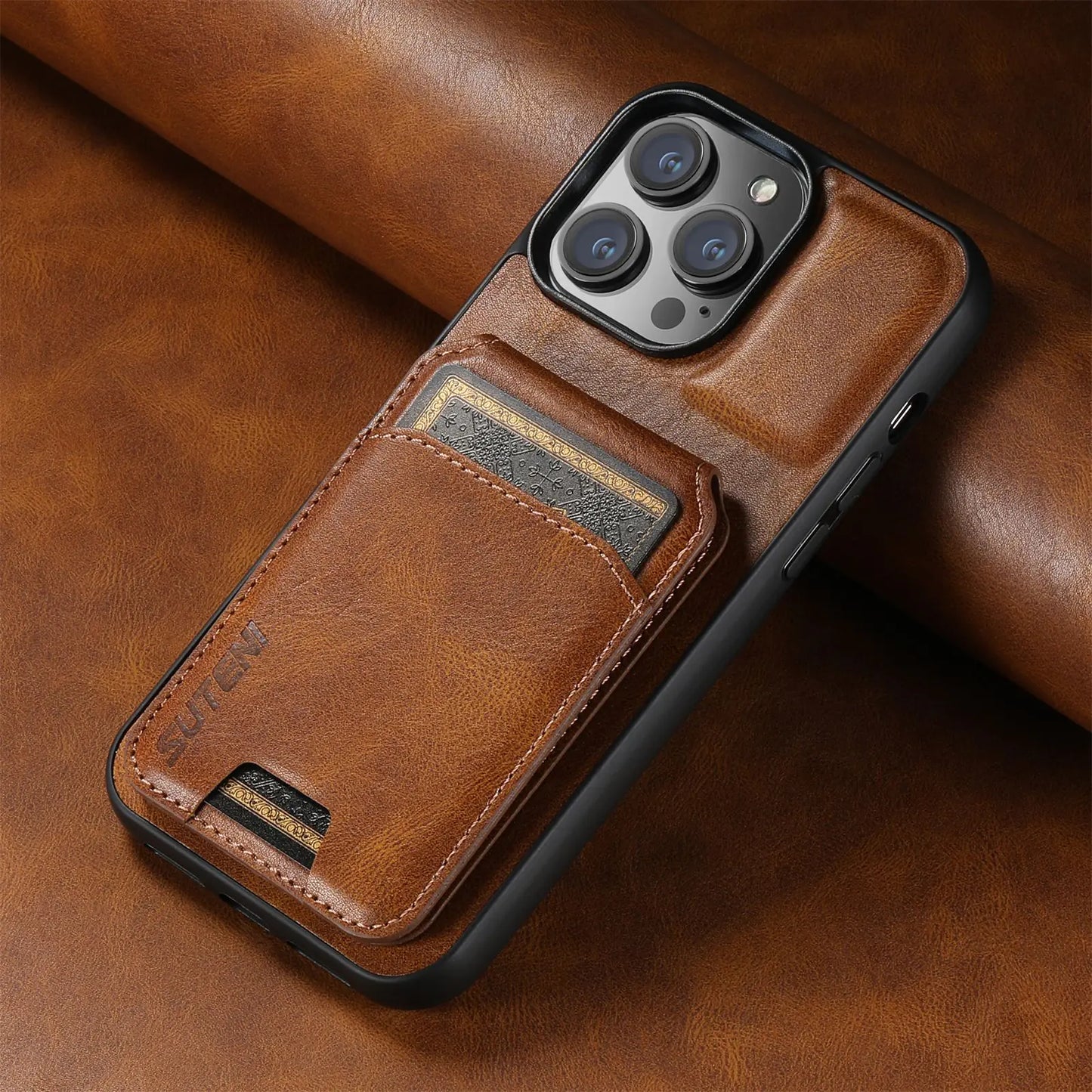 Vintage Leather Wallet Phone Case – For iPhone 15 Pro, Samsung S24U, Google & More