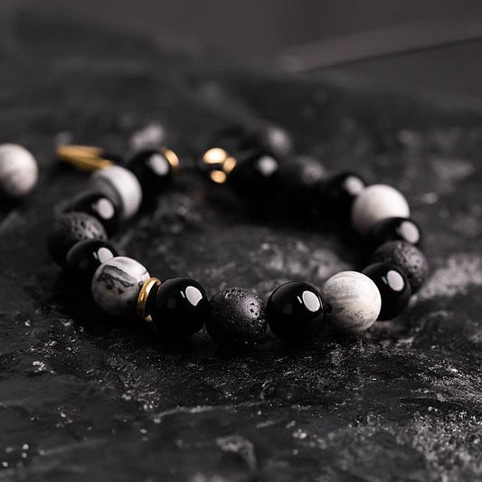 Volcanic Rock Obsidian Bracelet – Grounded Energy, Timeless Edge (Unisex)
