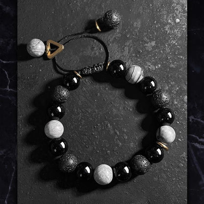 Volcanic Rock Obsidian Bracelet – Grounded Energy, Timeless Edge (Unisex)