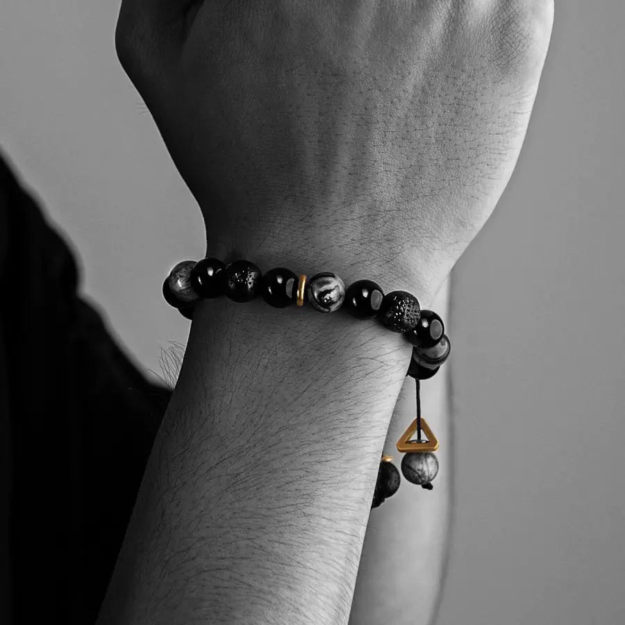 Volcanic Rock Obsidian Bracelet – Grounded Energy, Timeless Edge (Unisex)