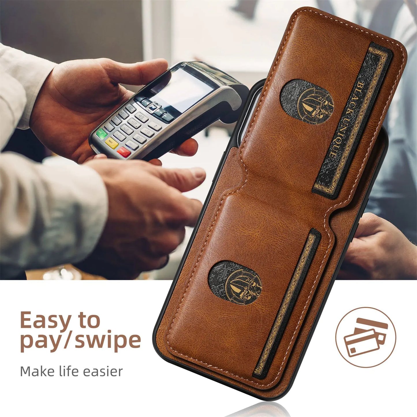 Vintage Leather Wallet Phone Case – For iPhone 15 Pro, Samsung S24U, Google & More