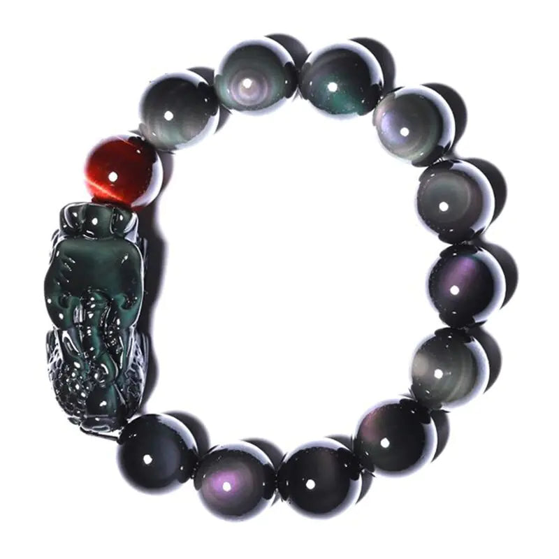 Natural Rainbow Eyes Obsidian Bracelet – Unshakable Energy, Grounded Style