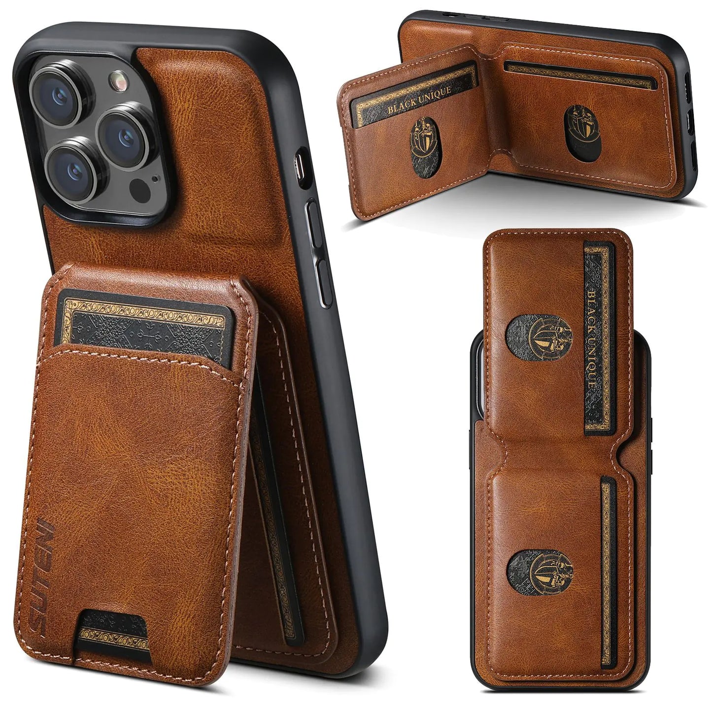 Vintage Leather Wallet Phone Case – For iPhone 15 Pro, Samsung S24U, Google & More