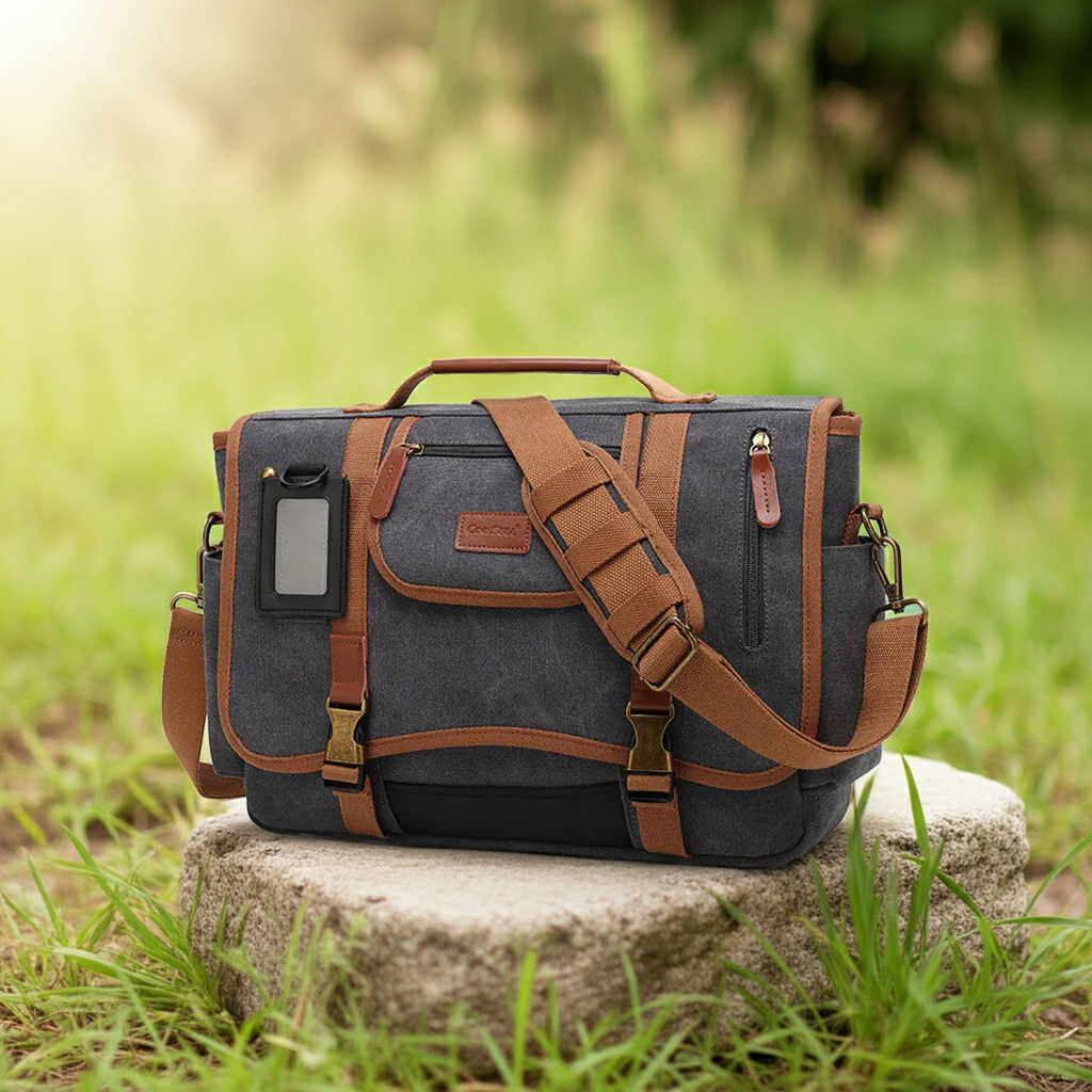 EverBright Momentum Retro Canvas One-Shoulder Messenger Bag – Vintage Style, Daily Power Tool