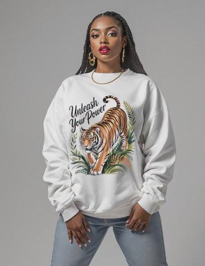 Tiger Sweatshirt - Motivational Jungle Animal Print Apparel for Strength & Confidence