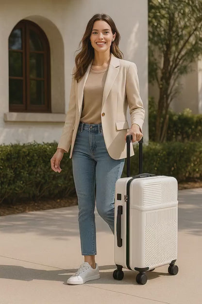 20-Inch Multifunctional Travel Suitcase with Cup Holder